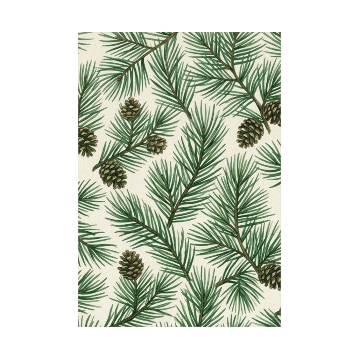 Botanical Pine Frongs Watercolor Matte Vertical Poster