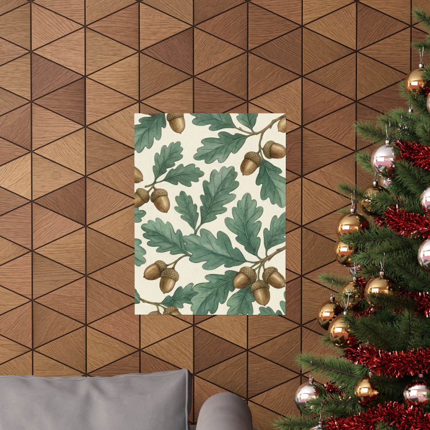 Botanical Oak & Acorns Watercolor Matte Vertical Poster