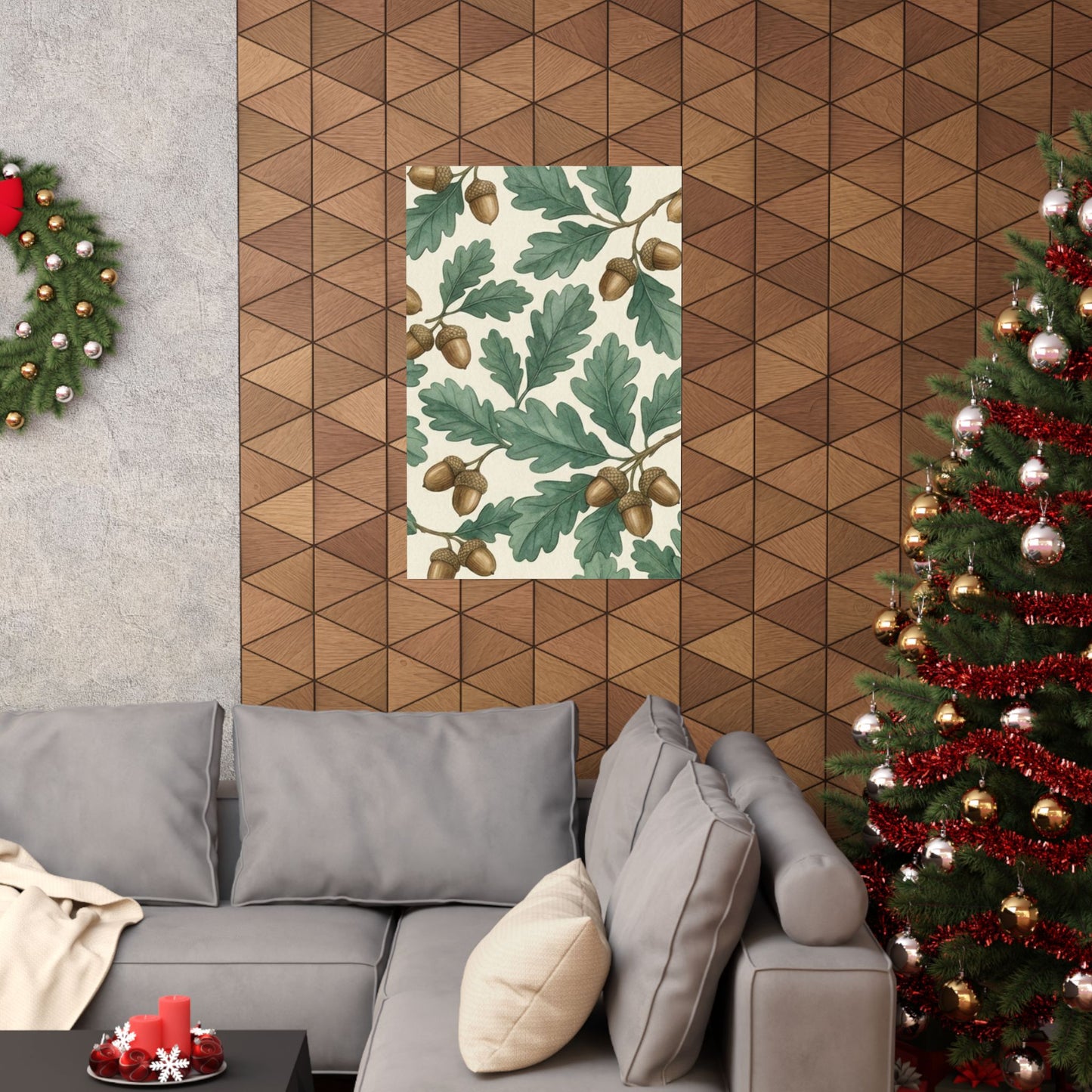 Botanical Oak & Acorns Watercolor Matte Vertical Poster