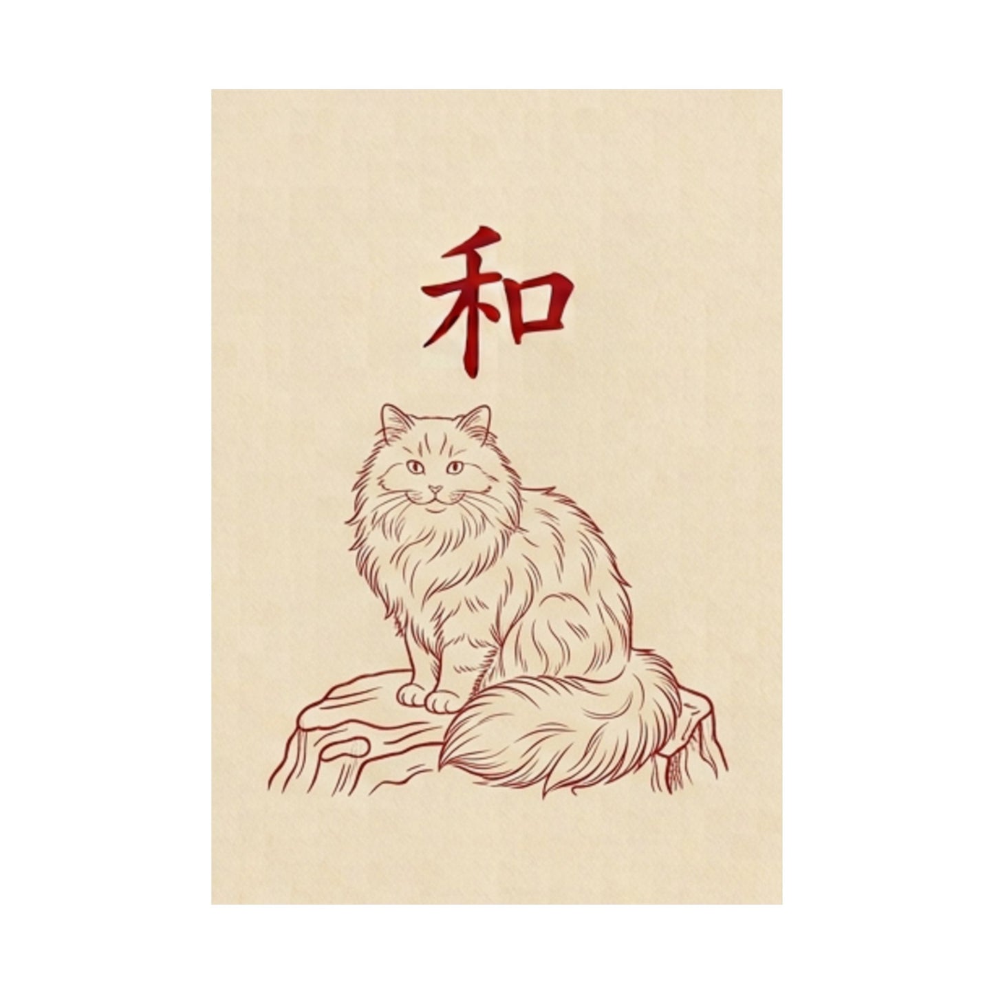 Japanese Peace Cat Meditation Matte Poster