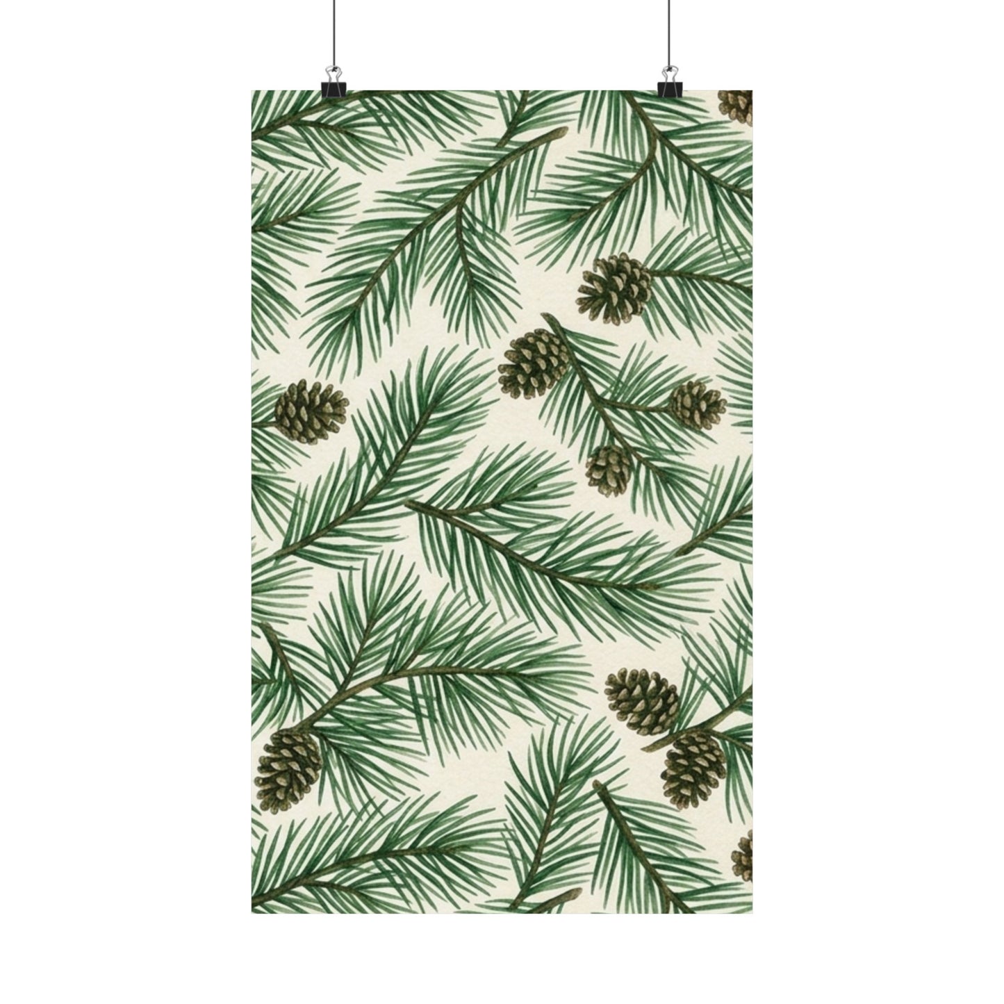 Botanical Pine Frongs Watercolor Matte Vertical Poster