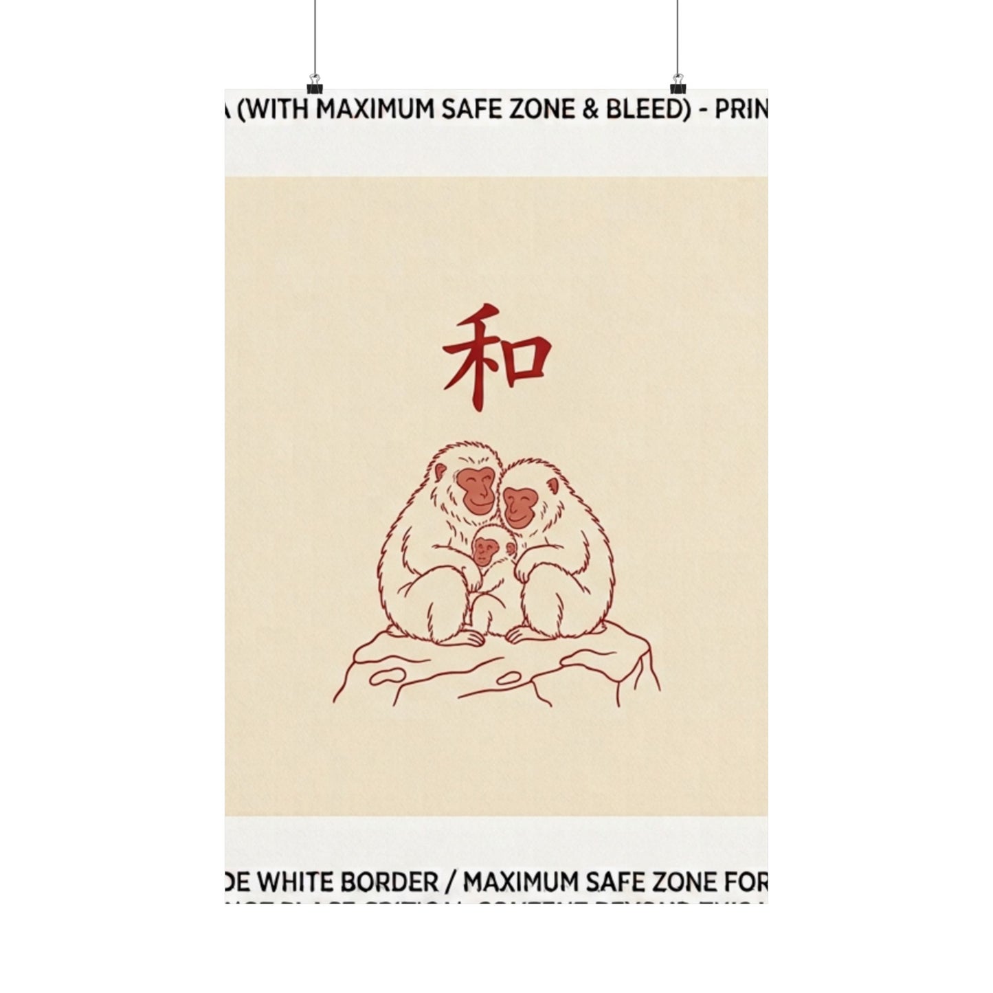 Japanese Peace Macaques Family Meditation Matte Poster