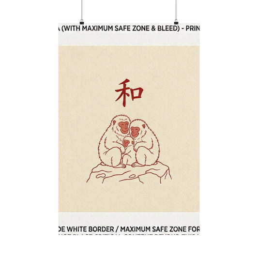 Japanese Peace Macaques Family Meditation Matte Poster