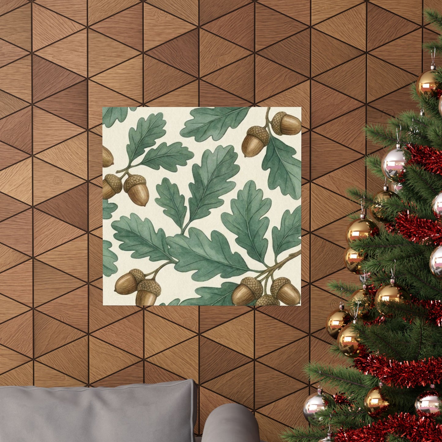 Botanical Oak & Acorns Watercolor Matte Vertical Poster