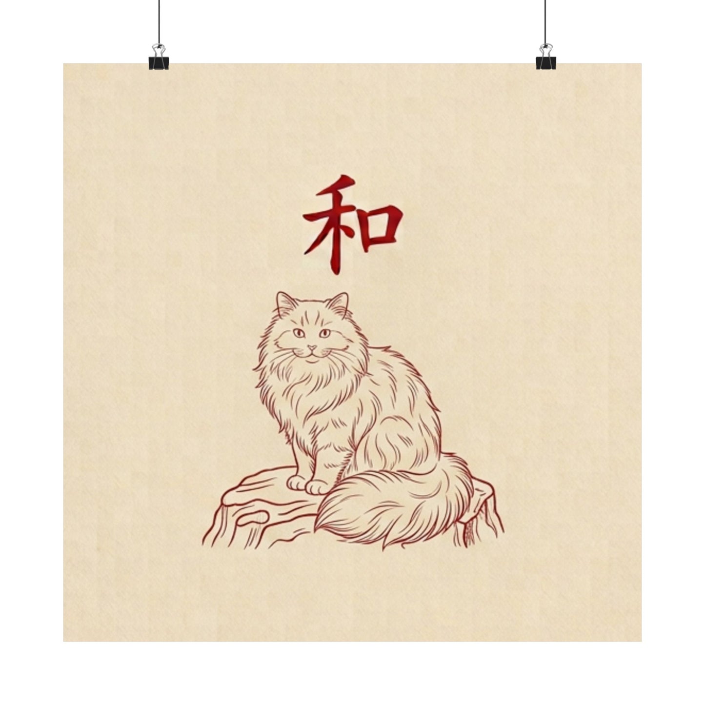 Japanese Peace Cat Meditation Matte Poster
