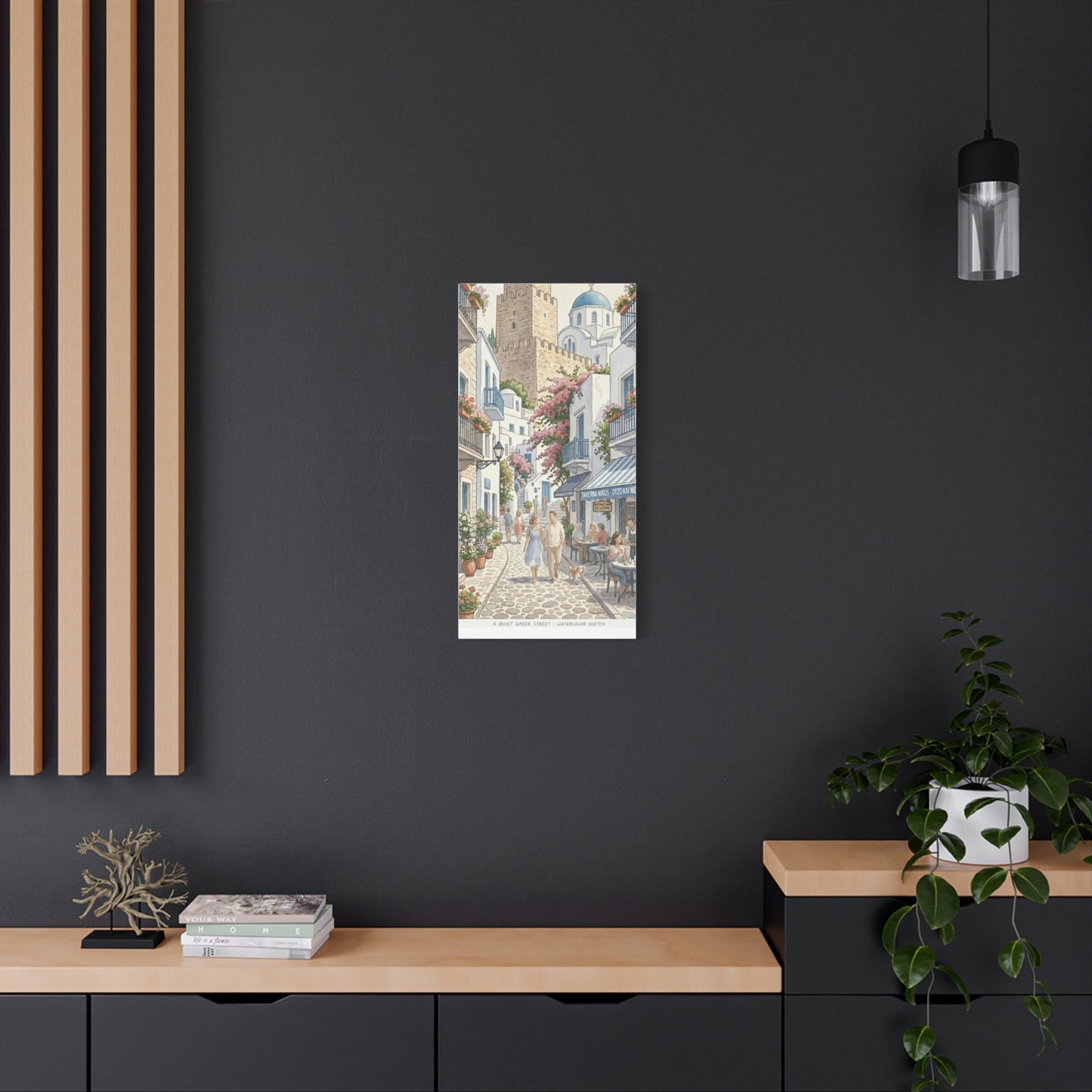 Greek Village Street | Athens, Mykonos, Santorini Greece Canvas Print