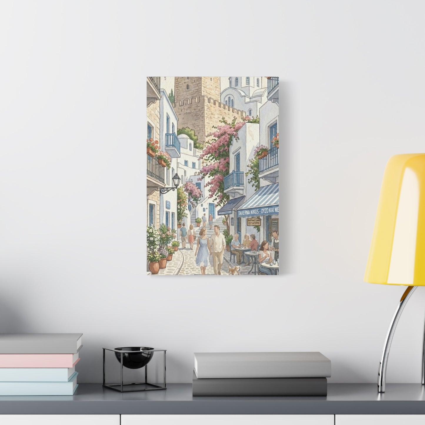 Greek Village Street | Athens, Mykonos, Santorini Greece Canvas Print