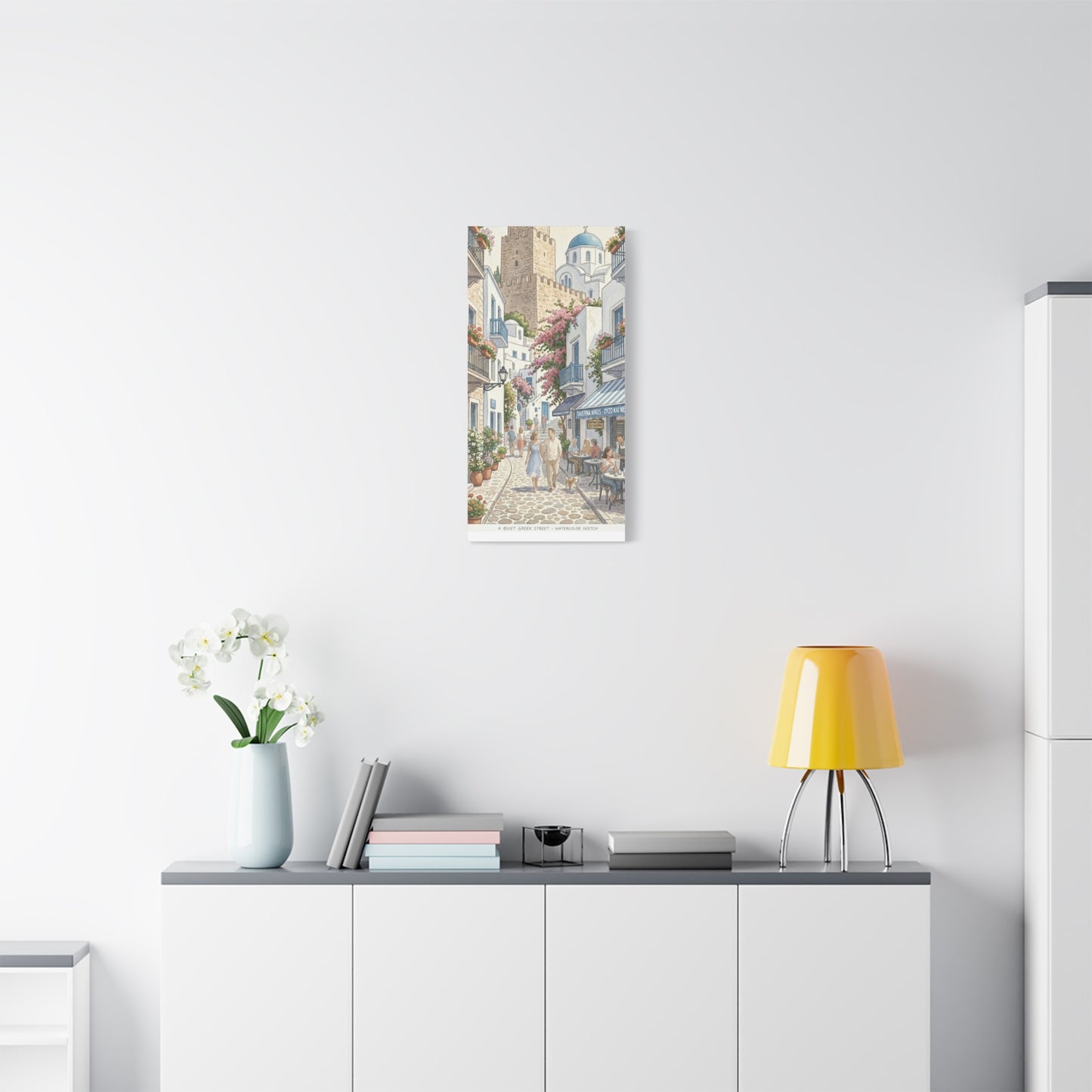 Greek Village Street | Athens, Mykonos, Santorini Greece Canvas Print