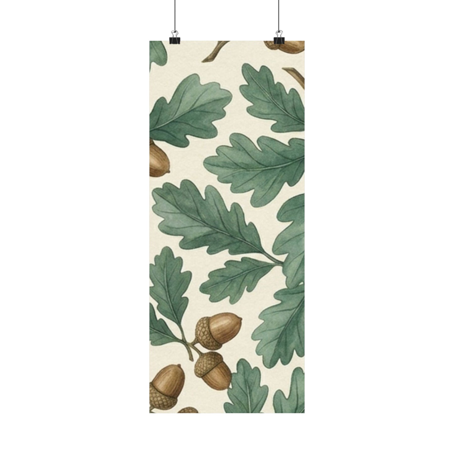 Botanical Oak & Acorns Watercolor Matte Vertical Poster