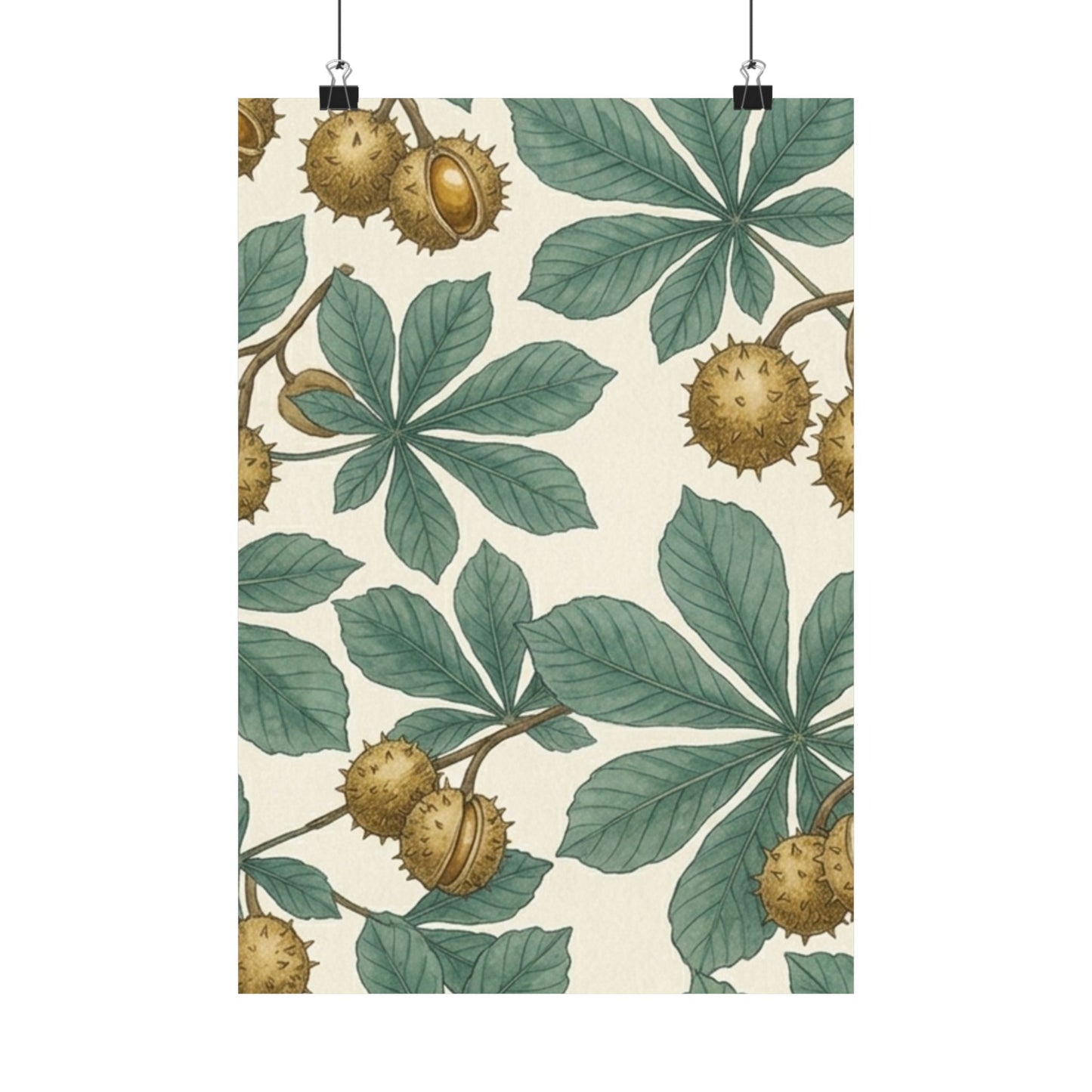 Botanical Conker Watercolor Matte Vertical Poster