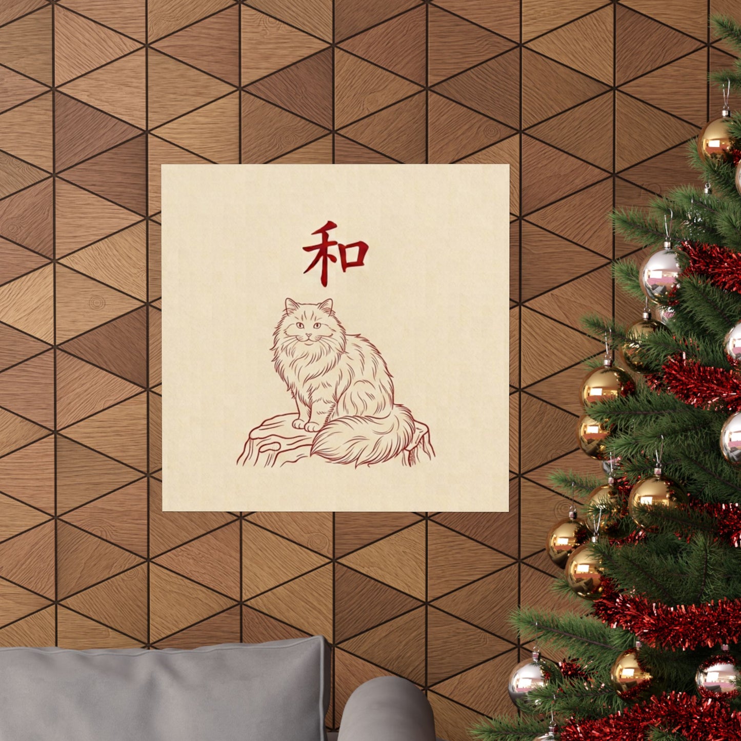Japanese Peace Cat Meditation Matte Poster