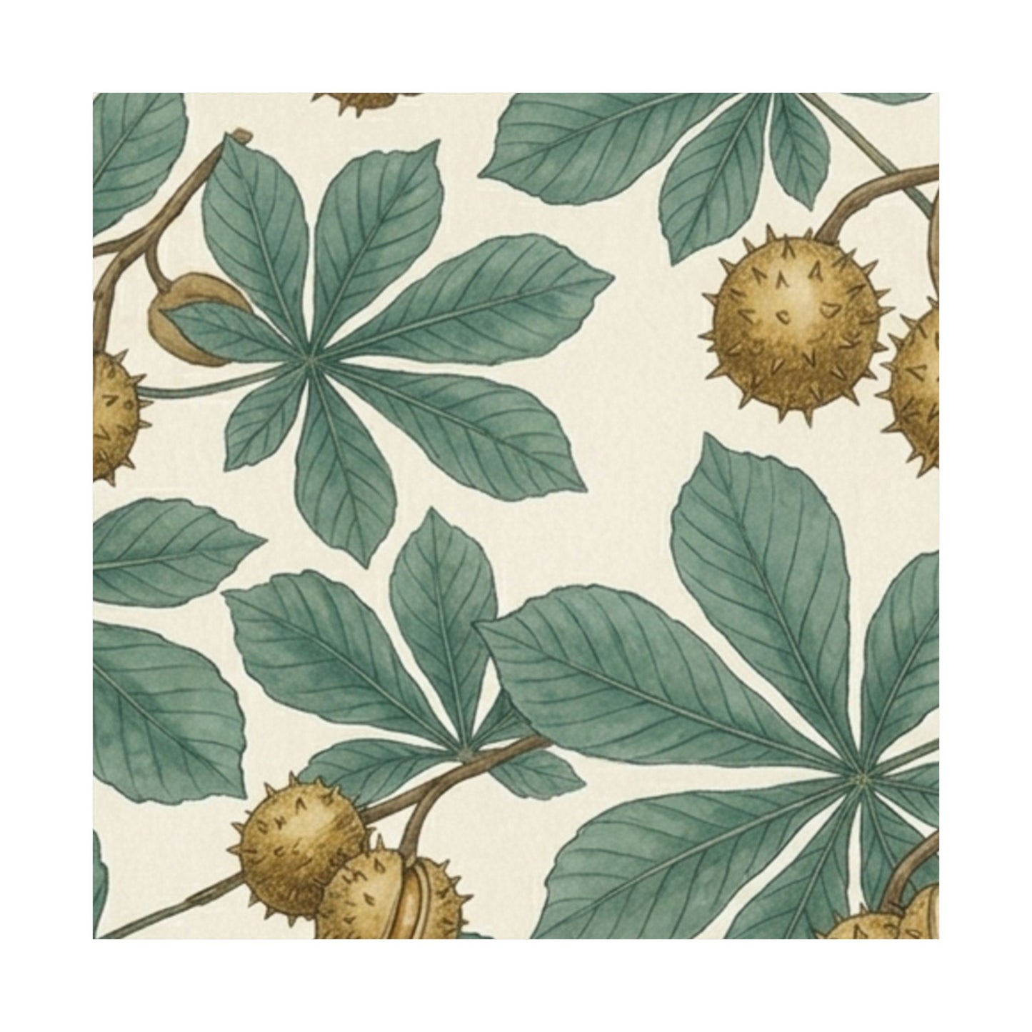 Botanical Conker Watercolor Matte Vertical Poster