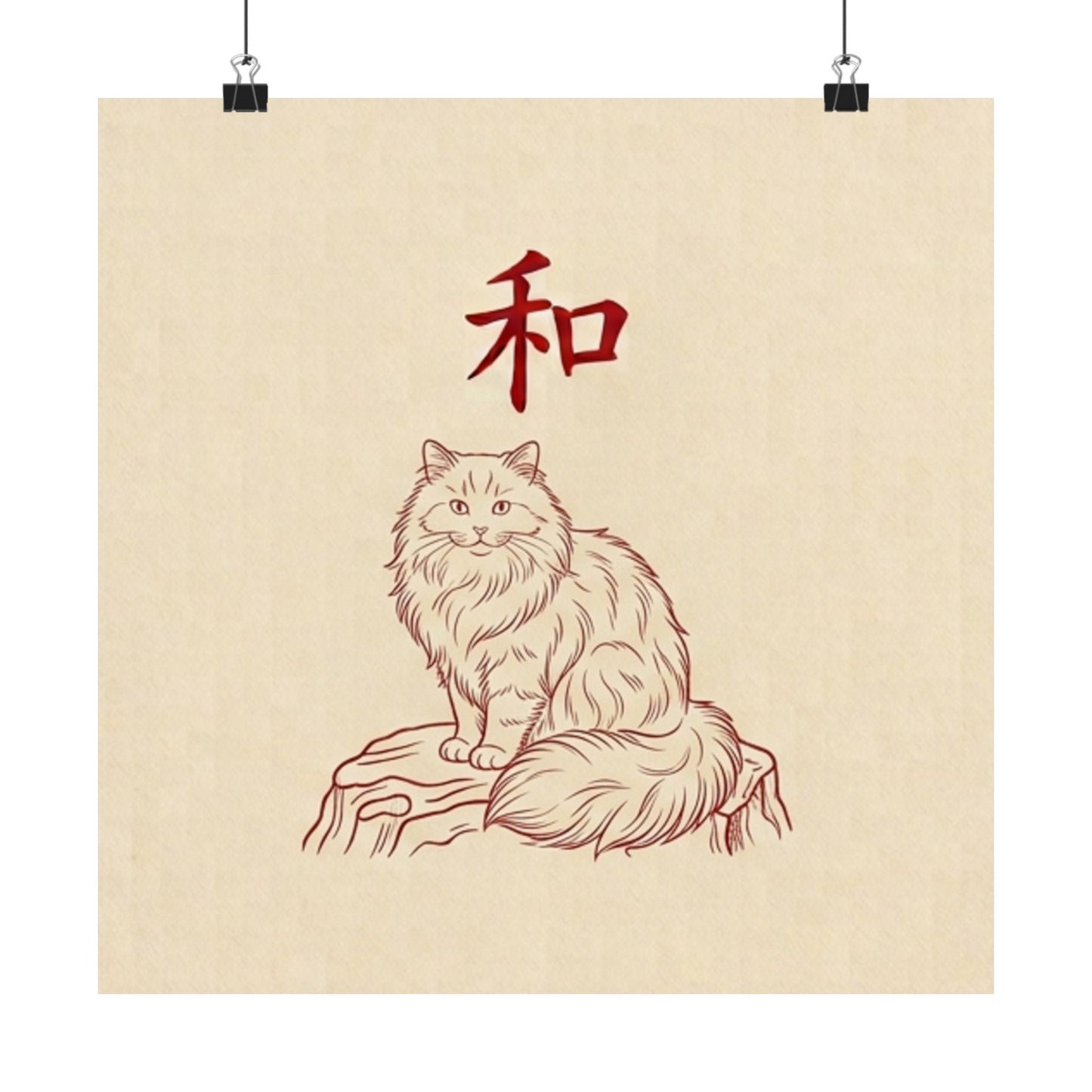 Japanese Peace Cat Meditation Matte Poster
