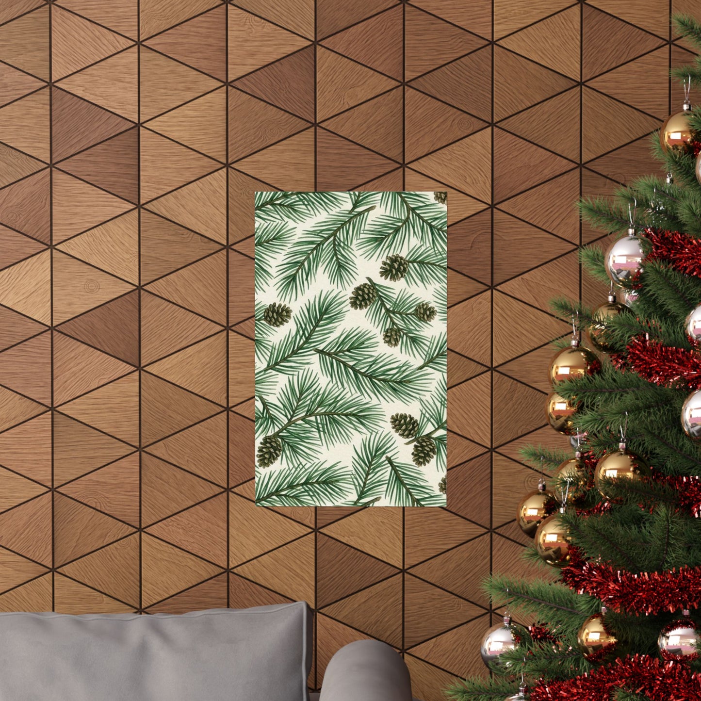 Botanical Pine Frongs Watercolor Matte Vertical Poster