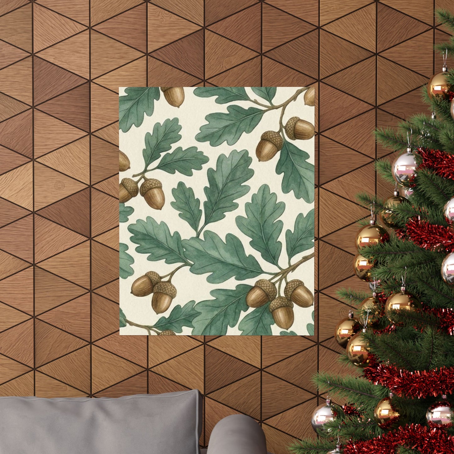 Botanical Oak & Acorns Watercolor Matte Vertical Poster