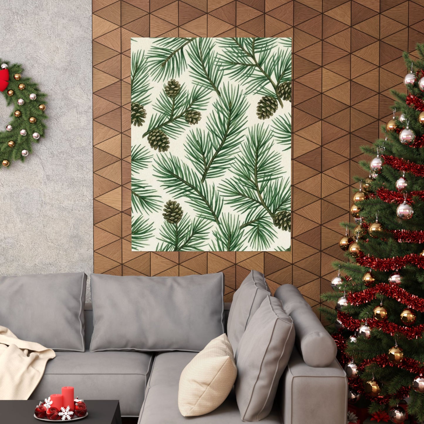 Botanical Pine Frongs Watercolor Matte Vertical Poster