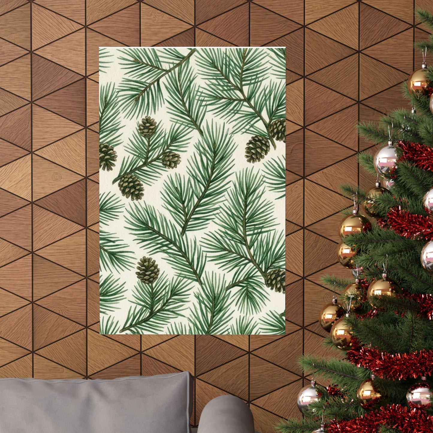 Botanical Pine Frongs Watercolor Matte Vertical Poster