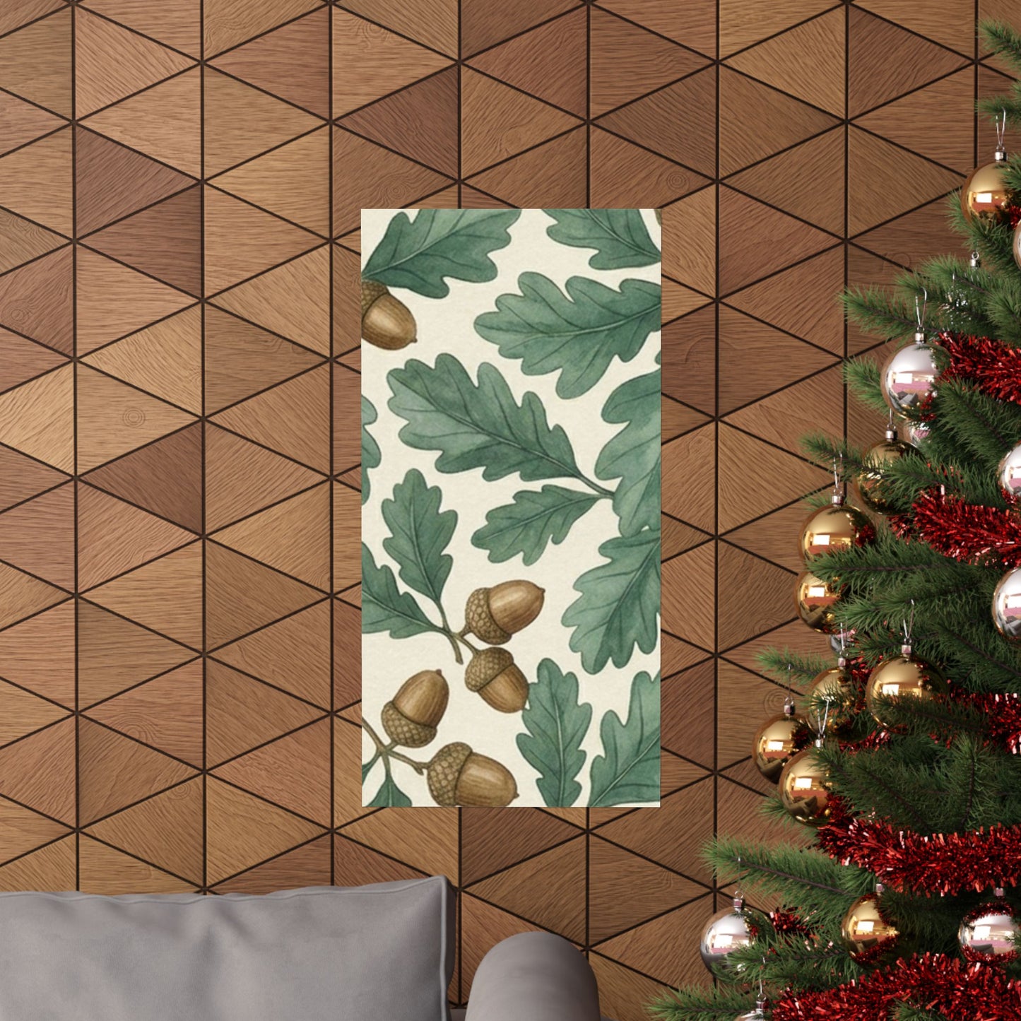 Botanical Oak & Acorns Watercolor Matte Vertical Poster