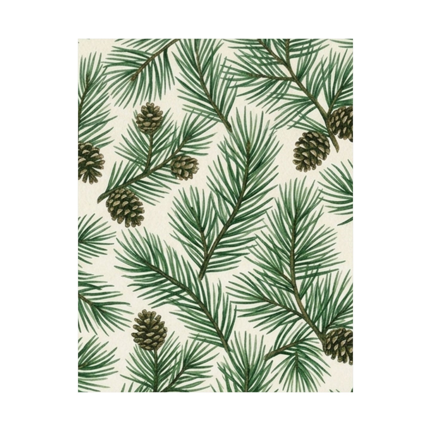 Botanical Pine Frongs Watercolor Matte Vertical Poster