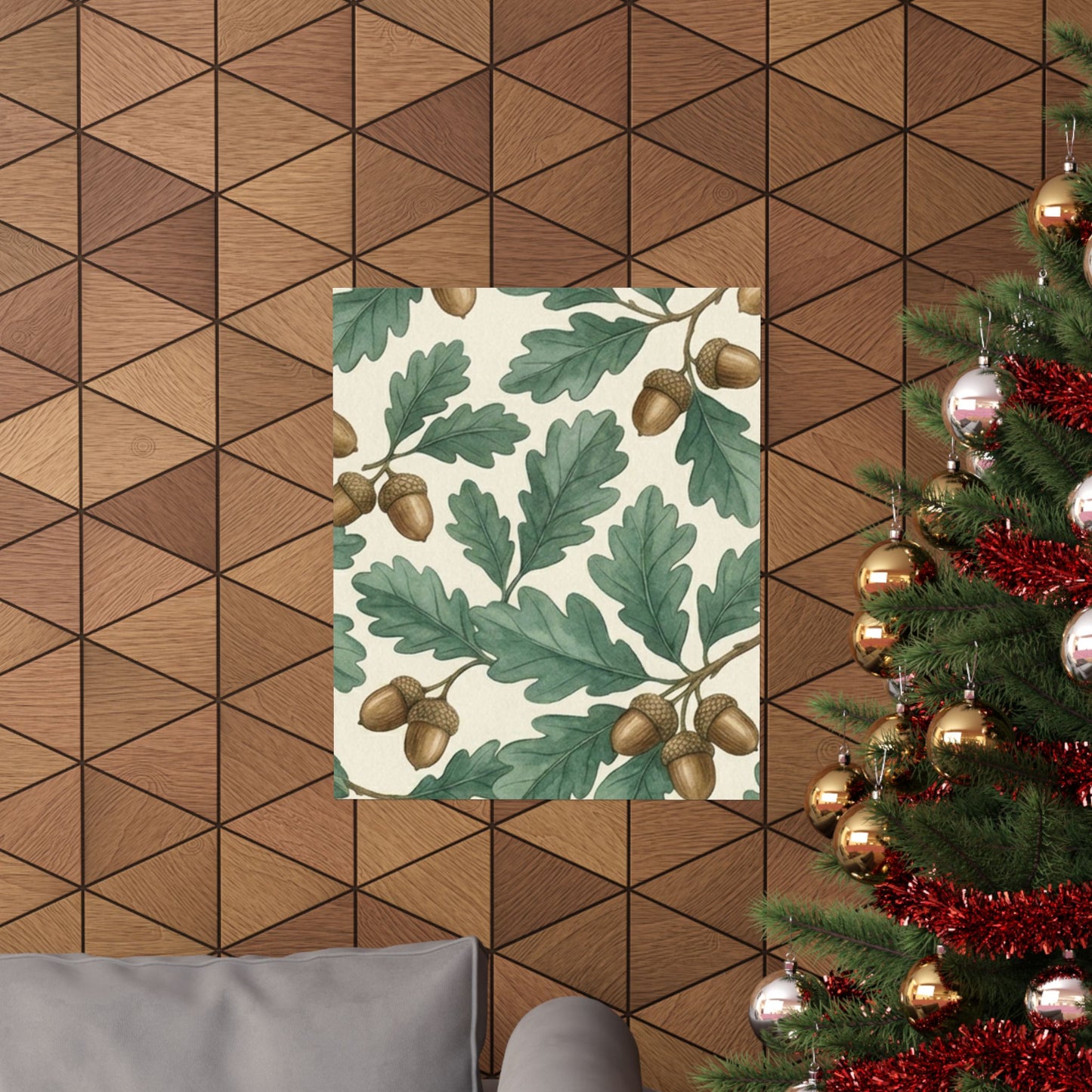 Botanical Oak & Acorns Watercolor Matte Vertical Poster