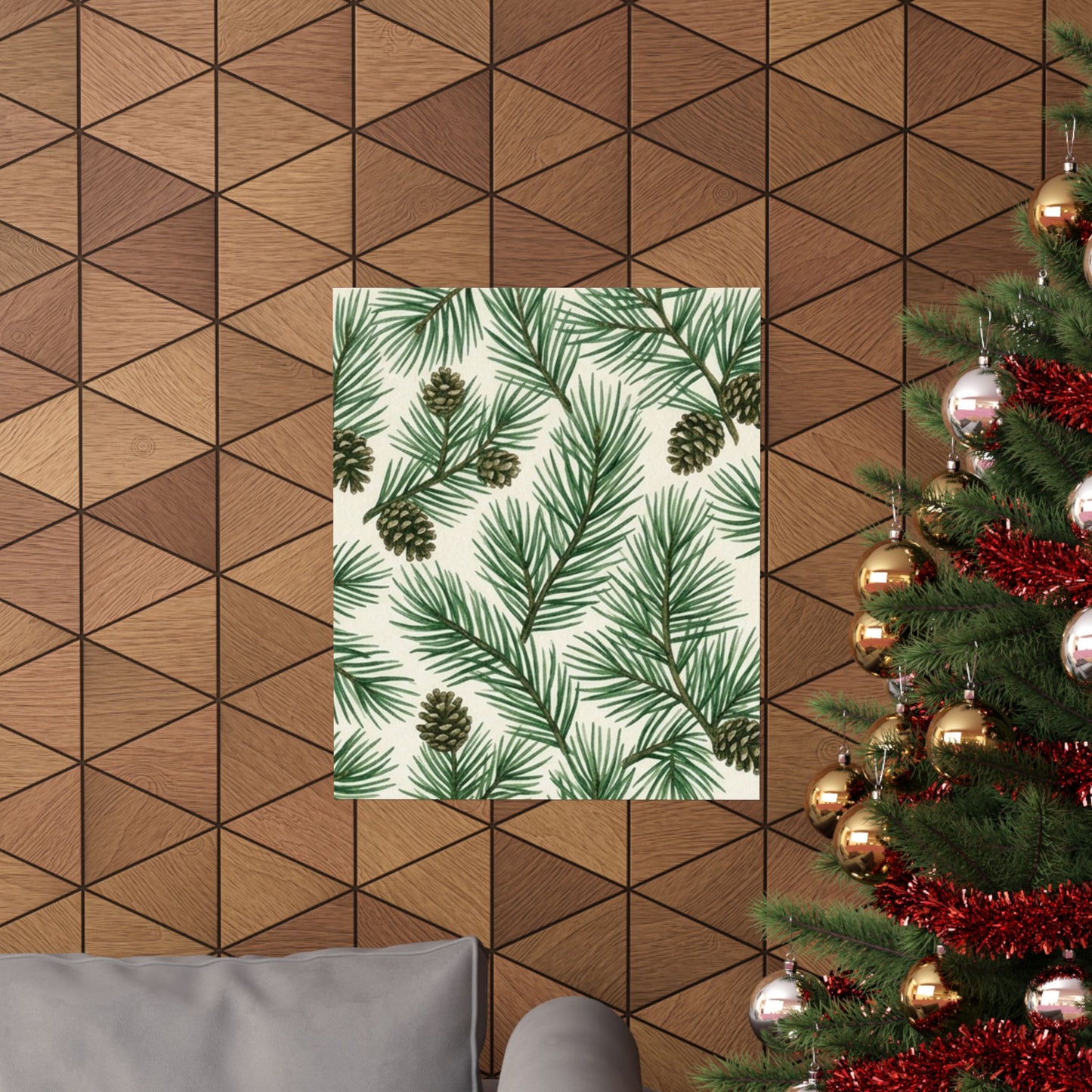 Botanical Pine Frongs Watercolor Matte Vertical Poster
