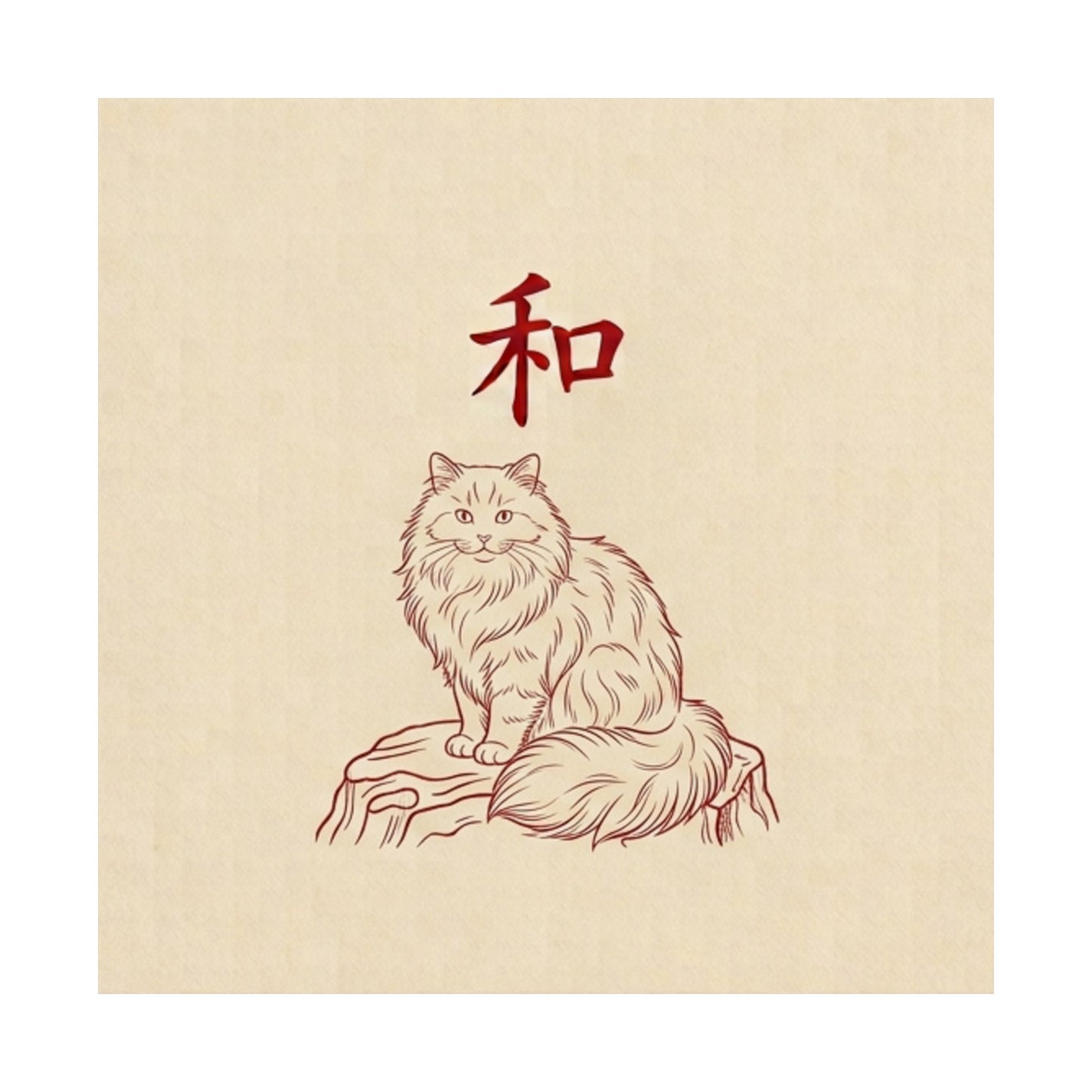 Japanese Peace Cat Meditation Matte Poster