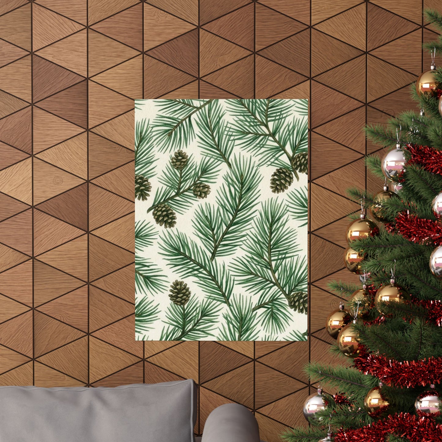 Botanical Pine Frongs Watercolor Matte Vertical Poster
