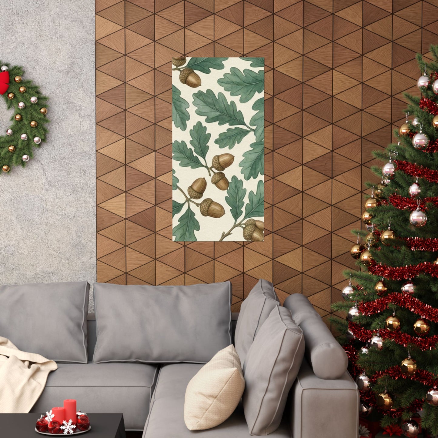 Botanical Oak & Acorns Watercolor Matte Vertical Poster