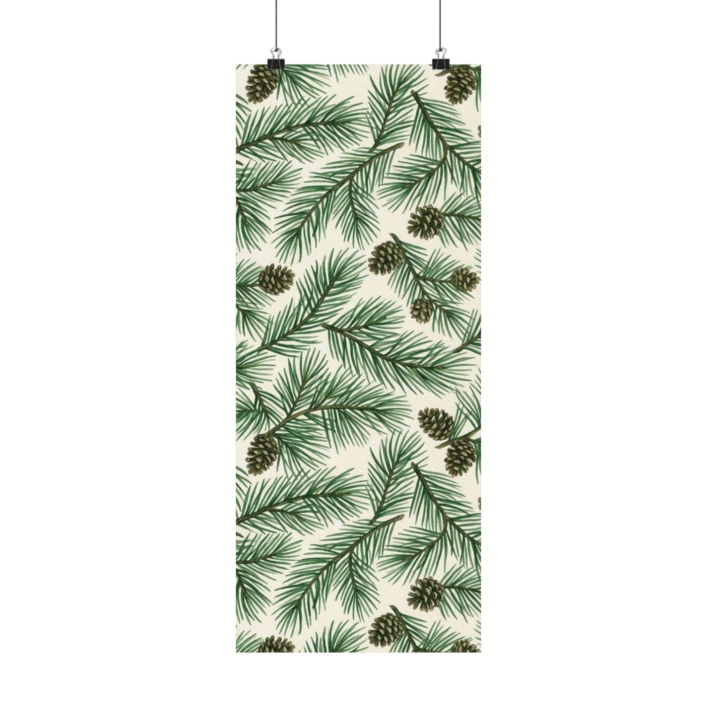 Botanical Pine Frongs Watercolor Matte Vertical Poster