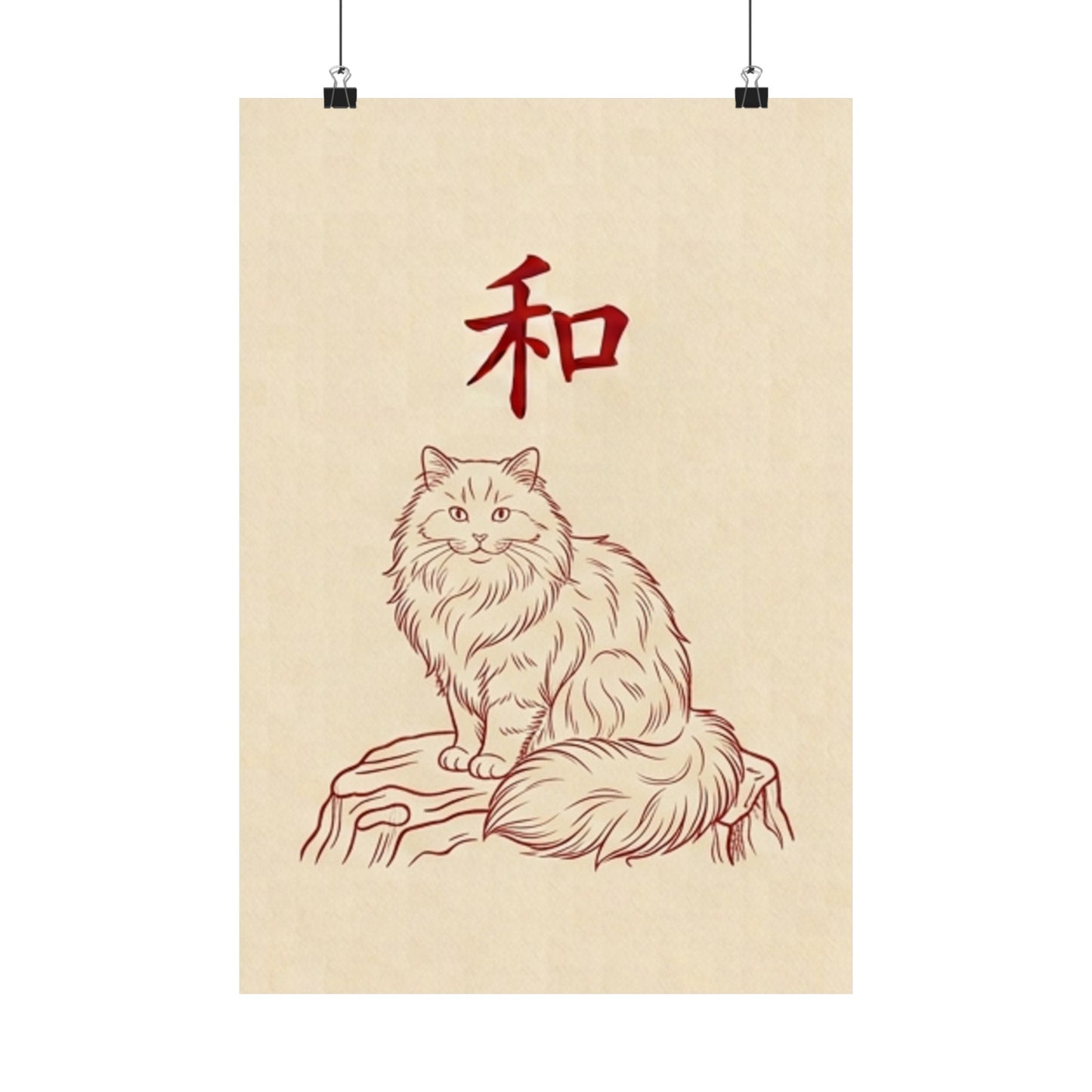 Japanese Peace Cat Meditation Matte Poster