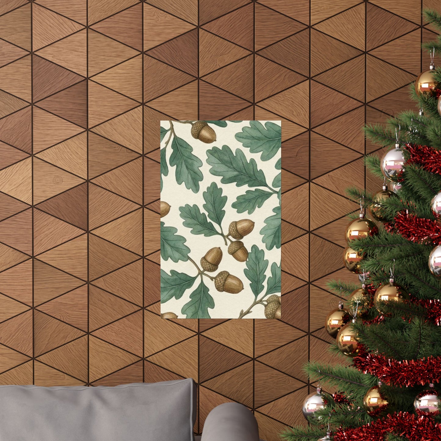 Botanical Oak & Acorns Watercolor Matte Vertical Poster