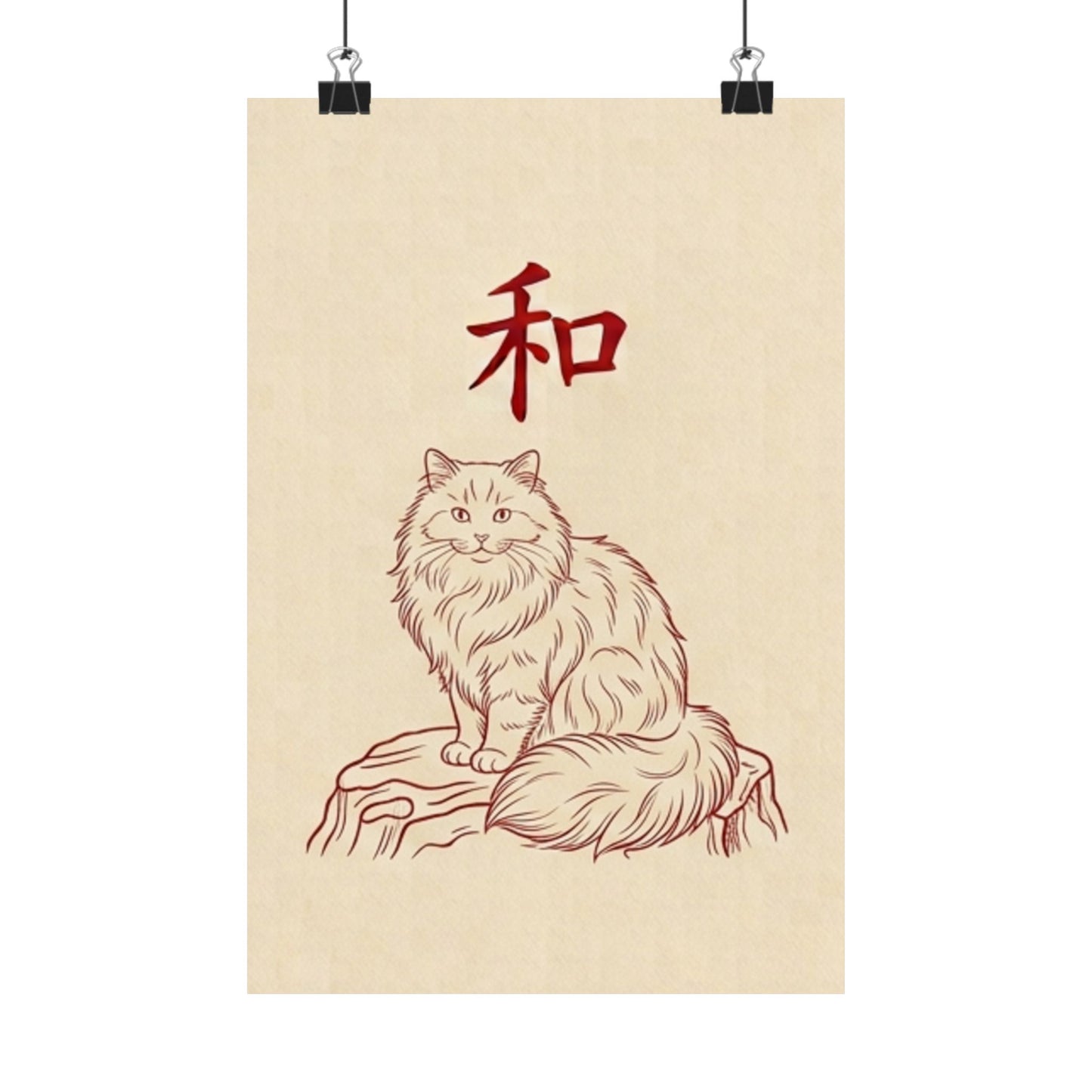Japanese Peace Cat Meditation Matte Poster