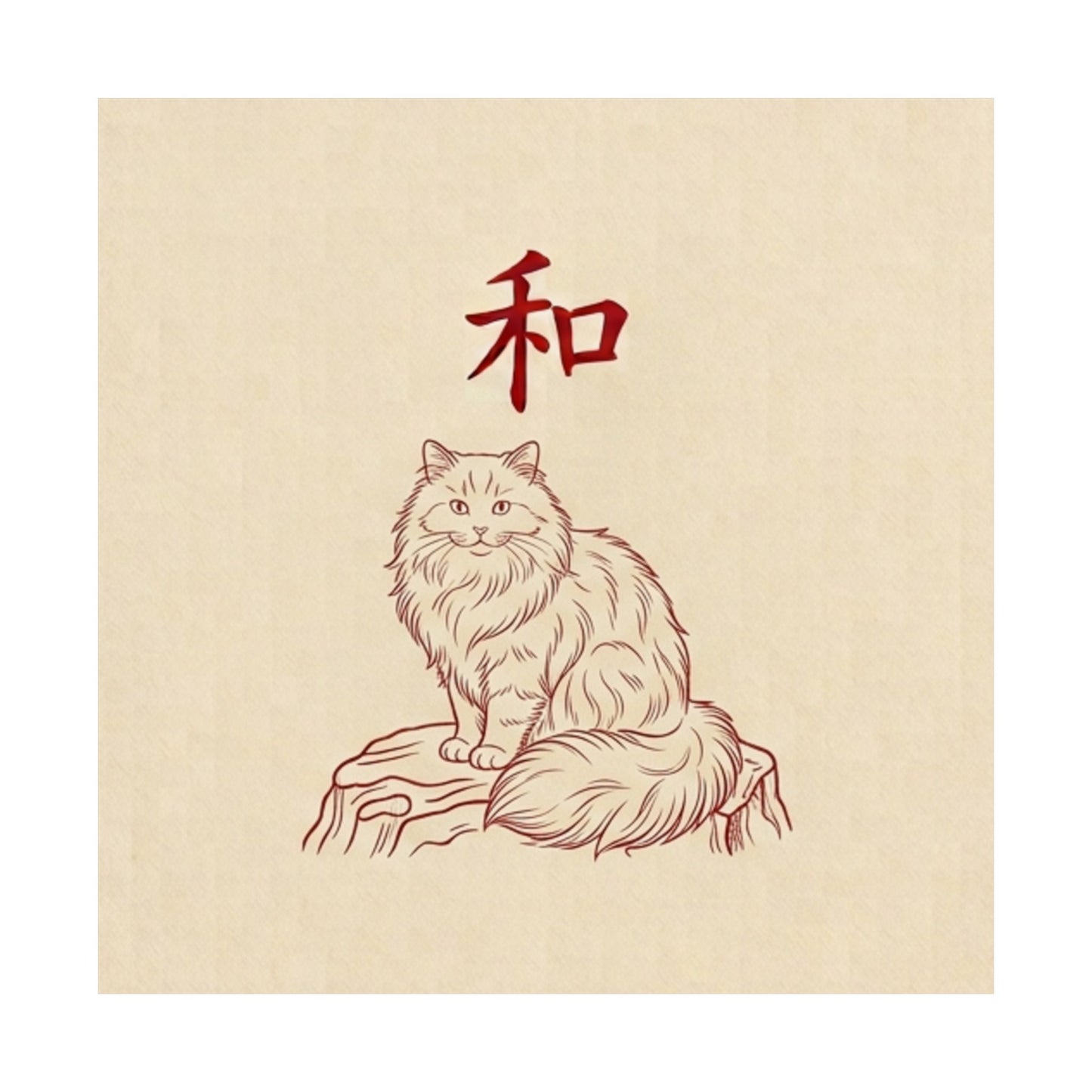 Japanese Peace Cat Meditation Matte Poster