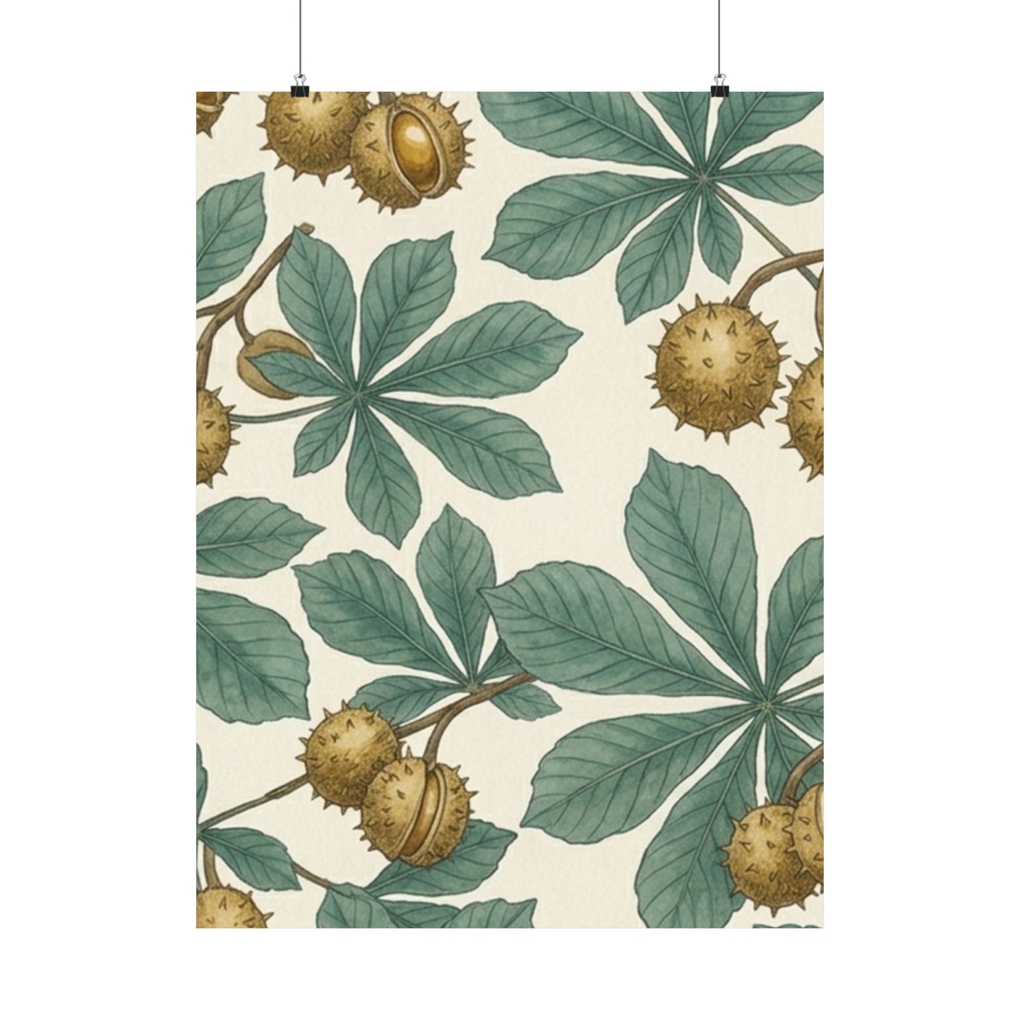 Botanical Conker Watercolor Matte Vertical Poster