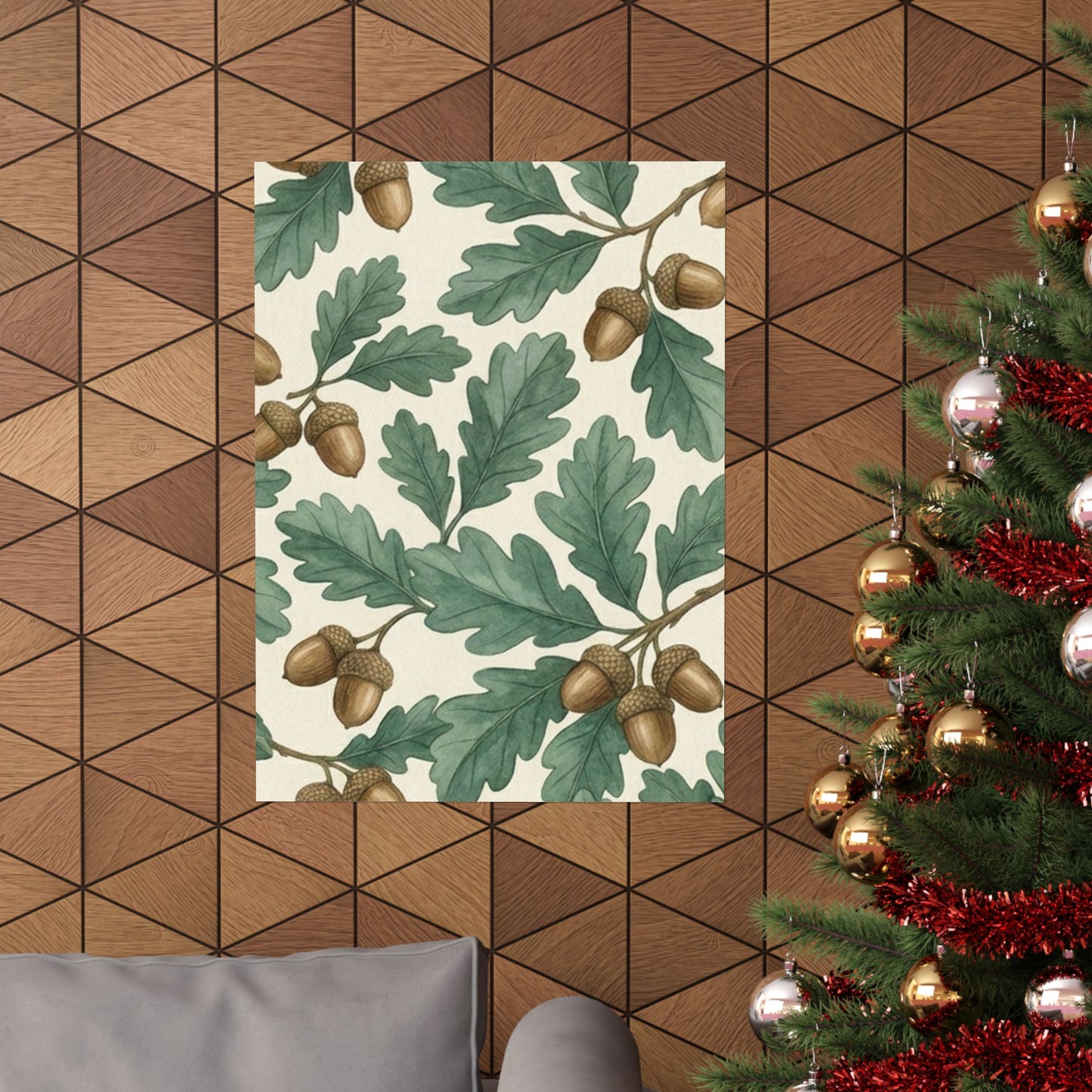 Botanical Oak & Acorns Watercolor Matte Vertical Poster