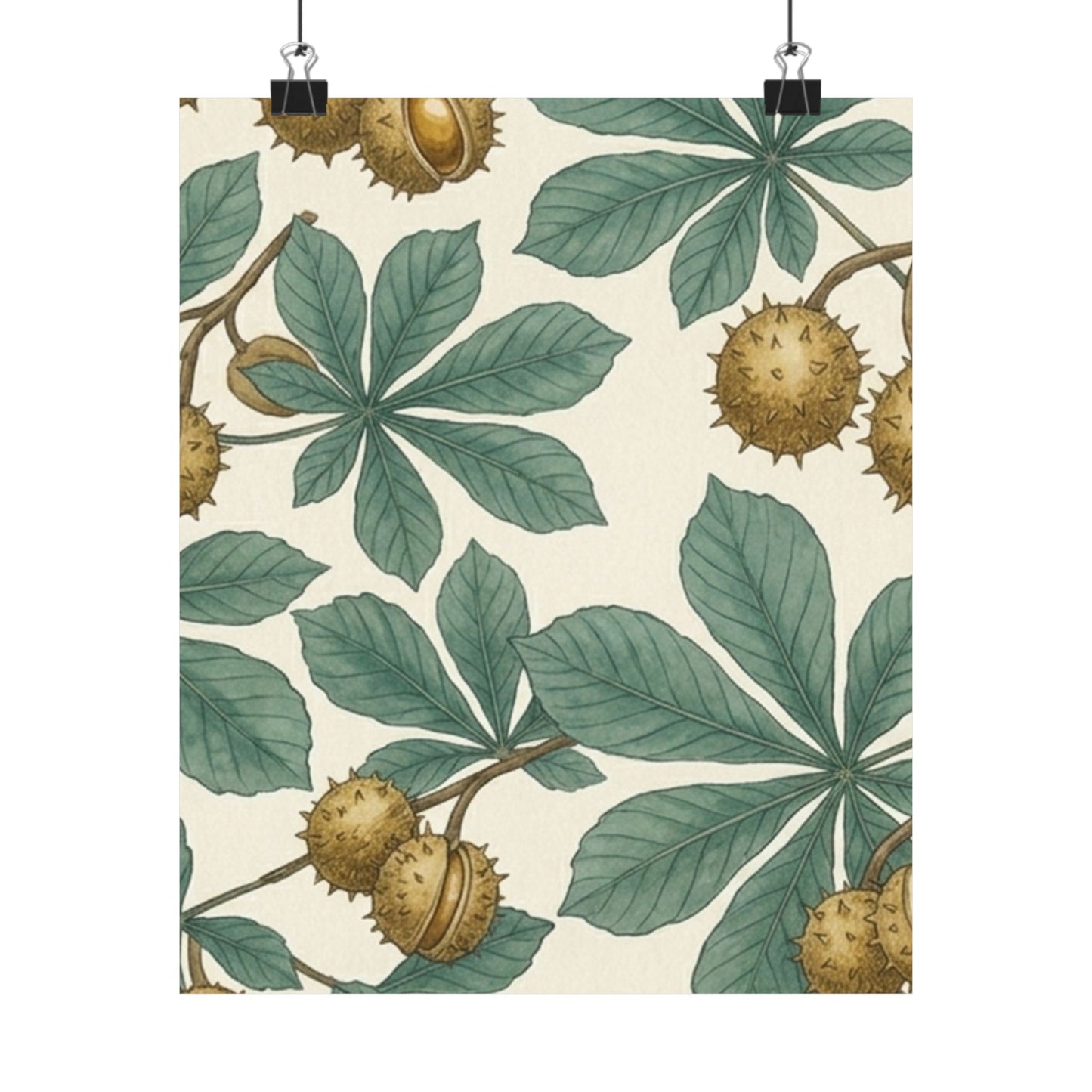 Botanical Conker Watercolor Matte Vertical Poster