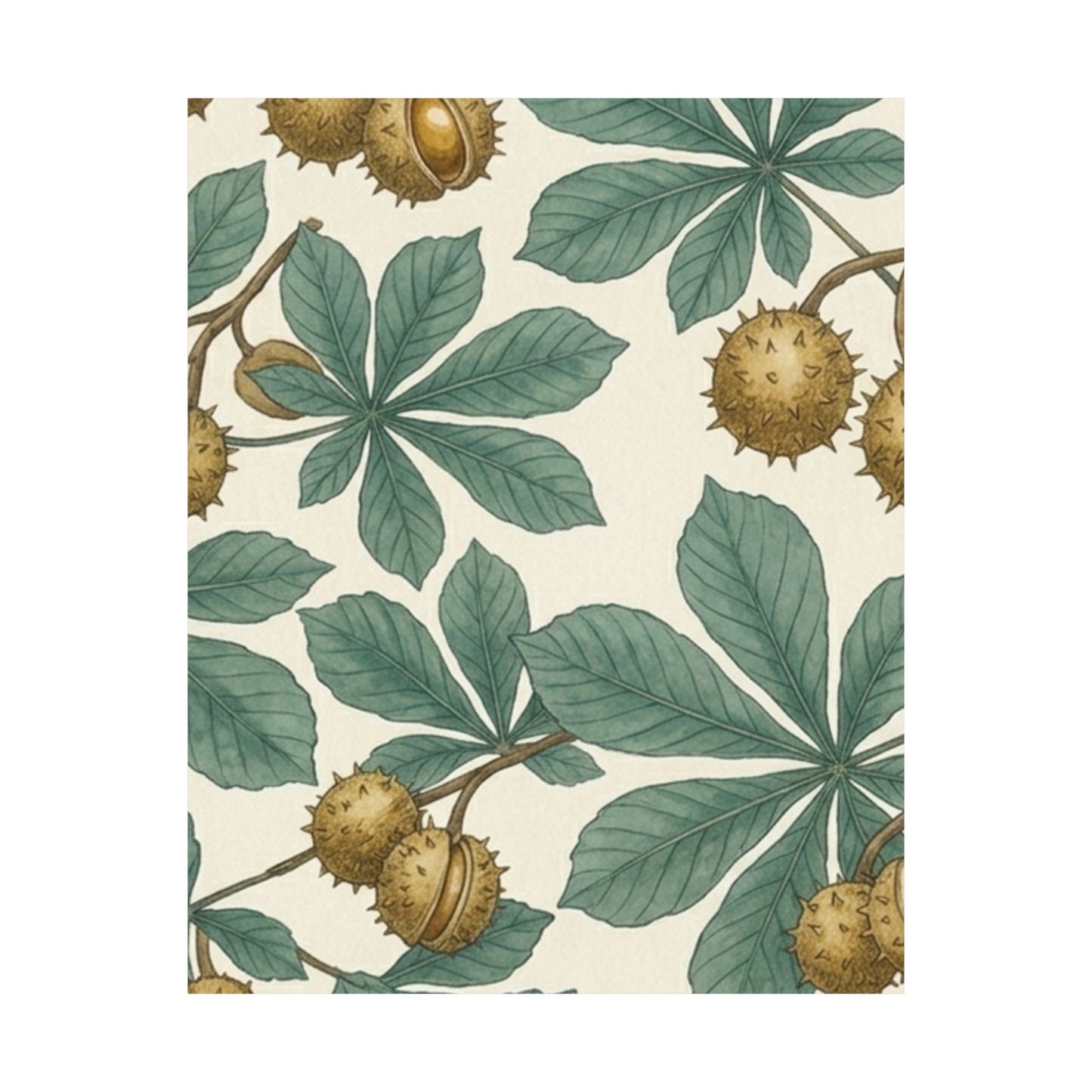 Botanical Conker Watercolor Matte Vertical Poster