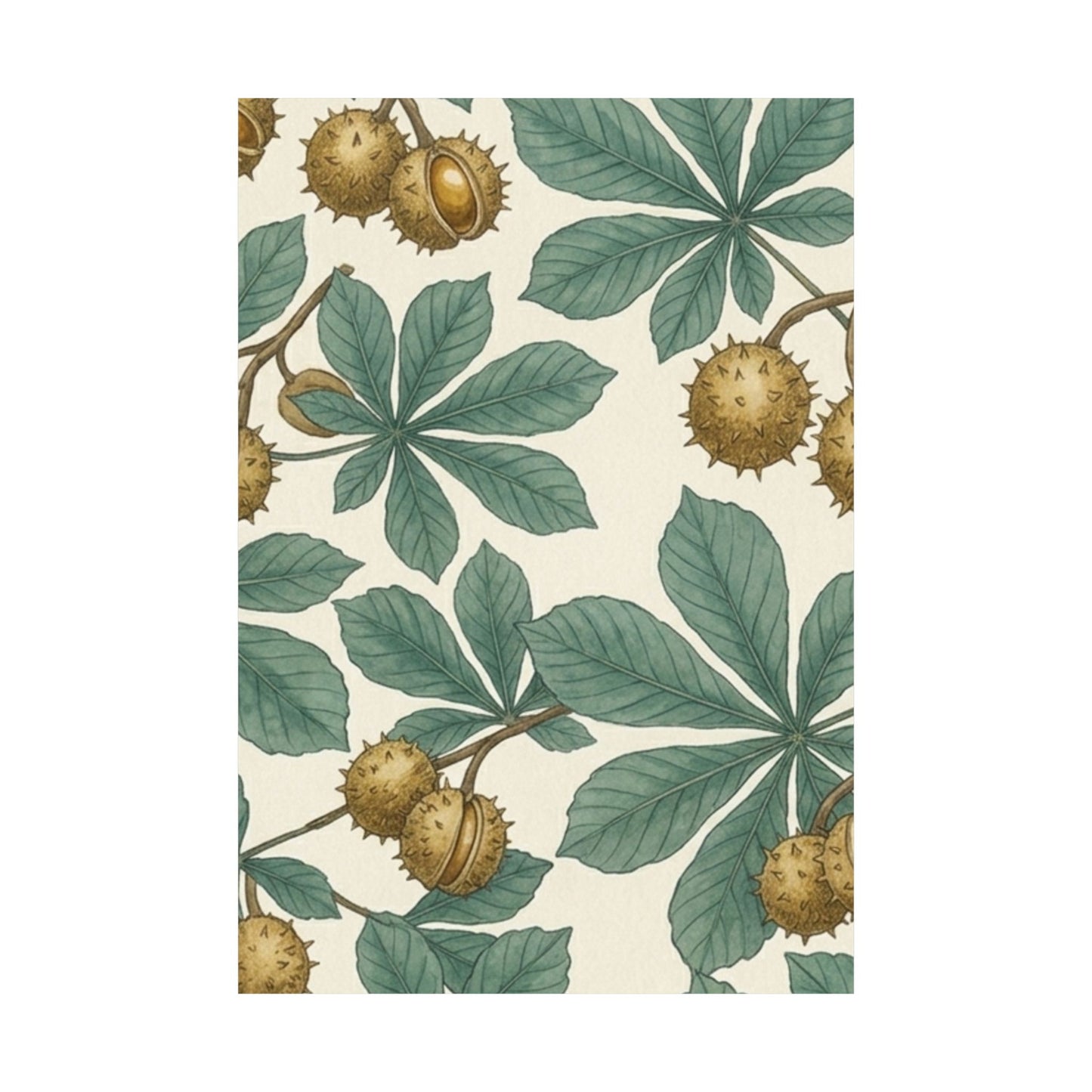 Botanical Conker Watercolor Matte Vertical Poster