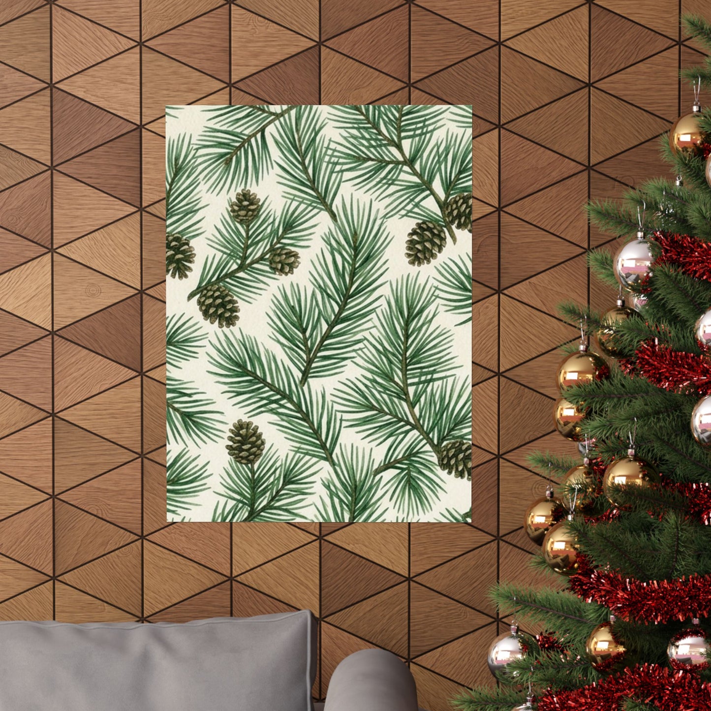Botanical Pine Frongs Watercolor Matte Vertical Poster